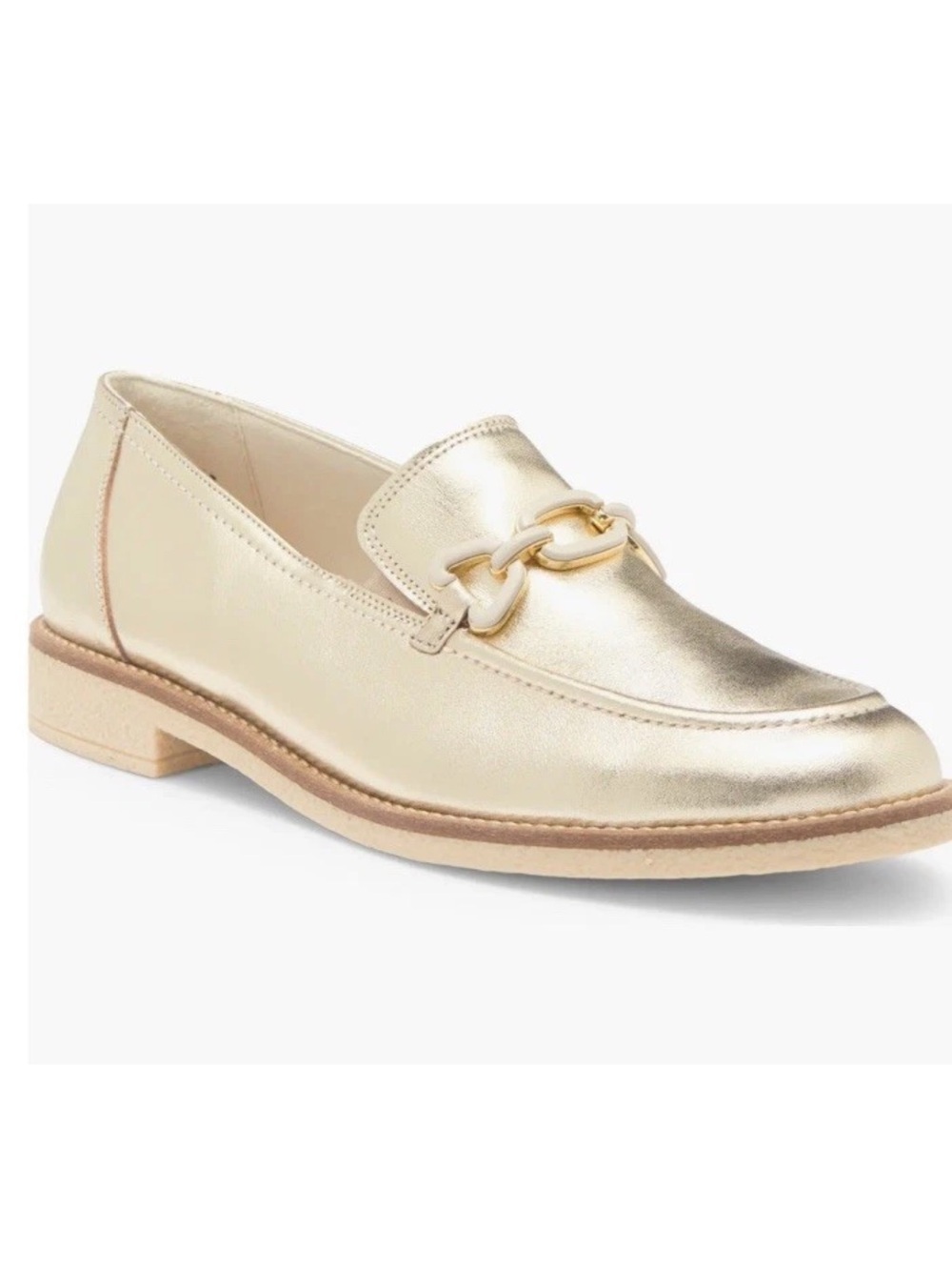Paul Green Ada Platino Metallic Leather Loafers 9